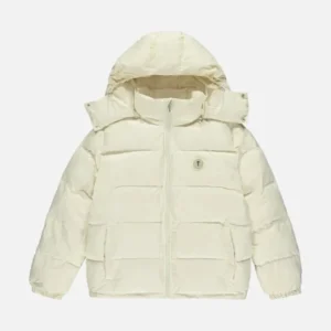 Giacca imbottita con cappuccio Trapstar Decoded Crema