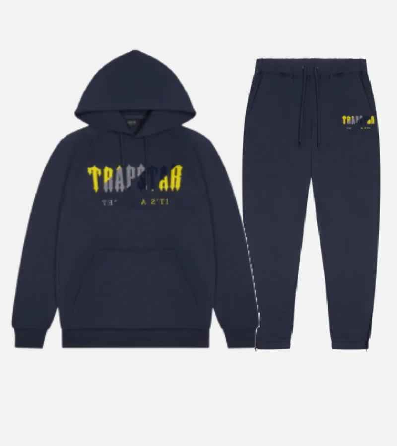 Tuta Trapstar Chenille Decoded Blu Navy Giallo Tuta Trapstar Chenille Decoded Blu Navy Giallo