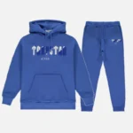 Tuta con cappuccio Trapstar Chenille Decoded Blu Bianco