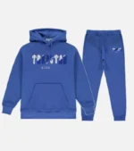 Tuta con cappuccio Trapstar Chenille Decoded Blu Bianco