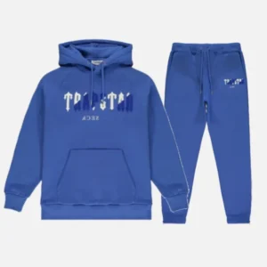 Tuta con cappuccio Trapstar Chenille Decoded Blu Bianco