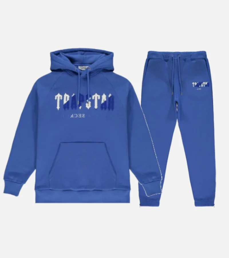 Tuta con cappuccio Trapstar Chenille Decoded Blu Bianco Tuta con cappuccio Trapstar Chenille Decoded Blu Bianco