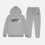 Tuta con cappuccio Trapstar Chenille Decoded Grigio Rosso