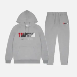 Tuta con cappuccio Trapstar Chenille Decoded Grigio Rosso